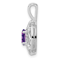 Sterling Silver Rhodium-plated Amethyst and Diamond Pendant QP3132AM