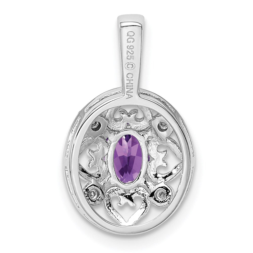 Sterling Silver Rhodium-plated Amethyst and Diamond Pendant QP3132AM