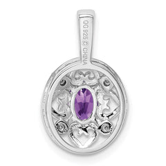 Sterling Silver Rhodium-plated Amethyst and Diamond Pendant QP3132AM