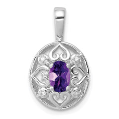 Sterling Silver Rhodium-plated Amethyst and Diamond Pendant QP3132AM