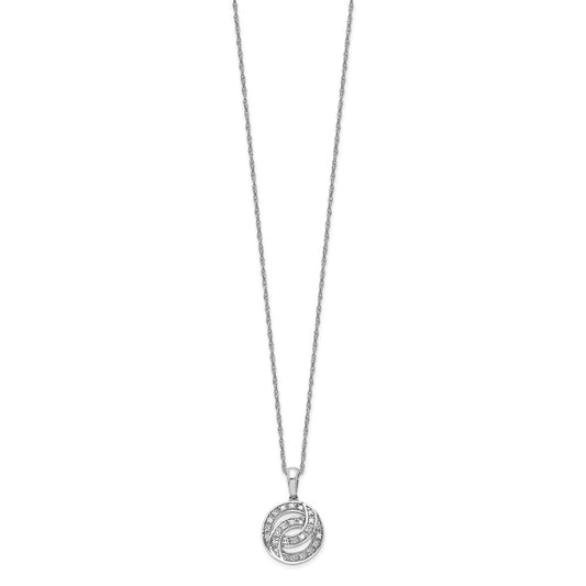 Sterling Silver Rhodium Plated Diamond Circle Necklace QP3349