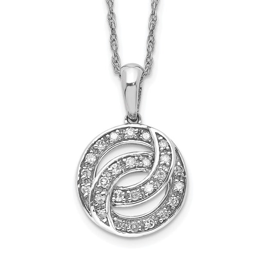 Sterling Silver Rhodium Plated Diamond Circle Necklace QP3349