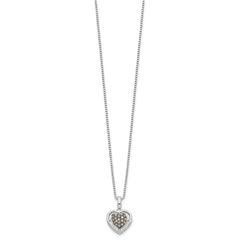 White Night Sterling Silver Rhodium-plated Champagne Diamond Heart 18 Inch Necklace with 2 Inch Extender QP3628