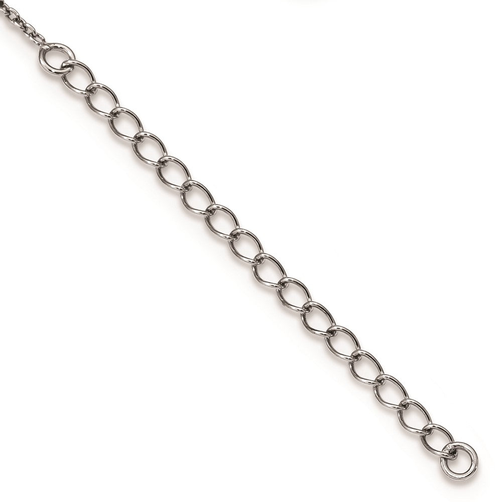 White Night Sterling Silver Rhodium-plated Blue and White Diamond Circle 18 inch Necklace with 2 Inch Extender QP3667