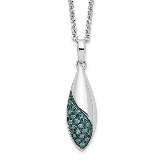 White Night Sterling Silver Rhodium-plated Blue Diamond 18 inch Necklace with 2 Inch Extender QP3719
