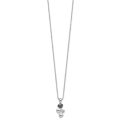 White Night Sterling Silver Rhodium-plated White and Black Diamond Heart 18 Inch Necklace with 2 Inch Extender QP3746