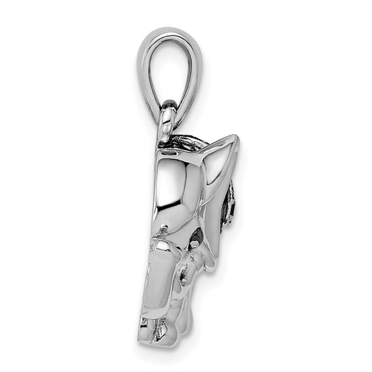 Sterling Silver Rhodium Polished Rhodolite Garnet Elephant Pendant QP4548RG