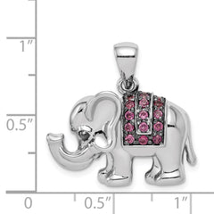 Sterling Silver Rhodium Polished Rhodolite Garnet Elephant Pendant QP4548RG