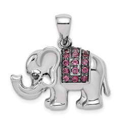 Sterling Silver Rhodium Polished Rhodolite Garnet Elephant Pendant QP4548RG