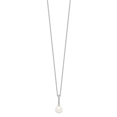 Sterling Silver Rhodium-plated 7-8mm White Teardrop Freshwater Cultured Pearl and CZ 17 inch Necklace QP4630