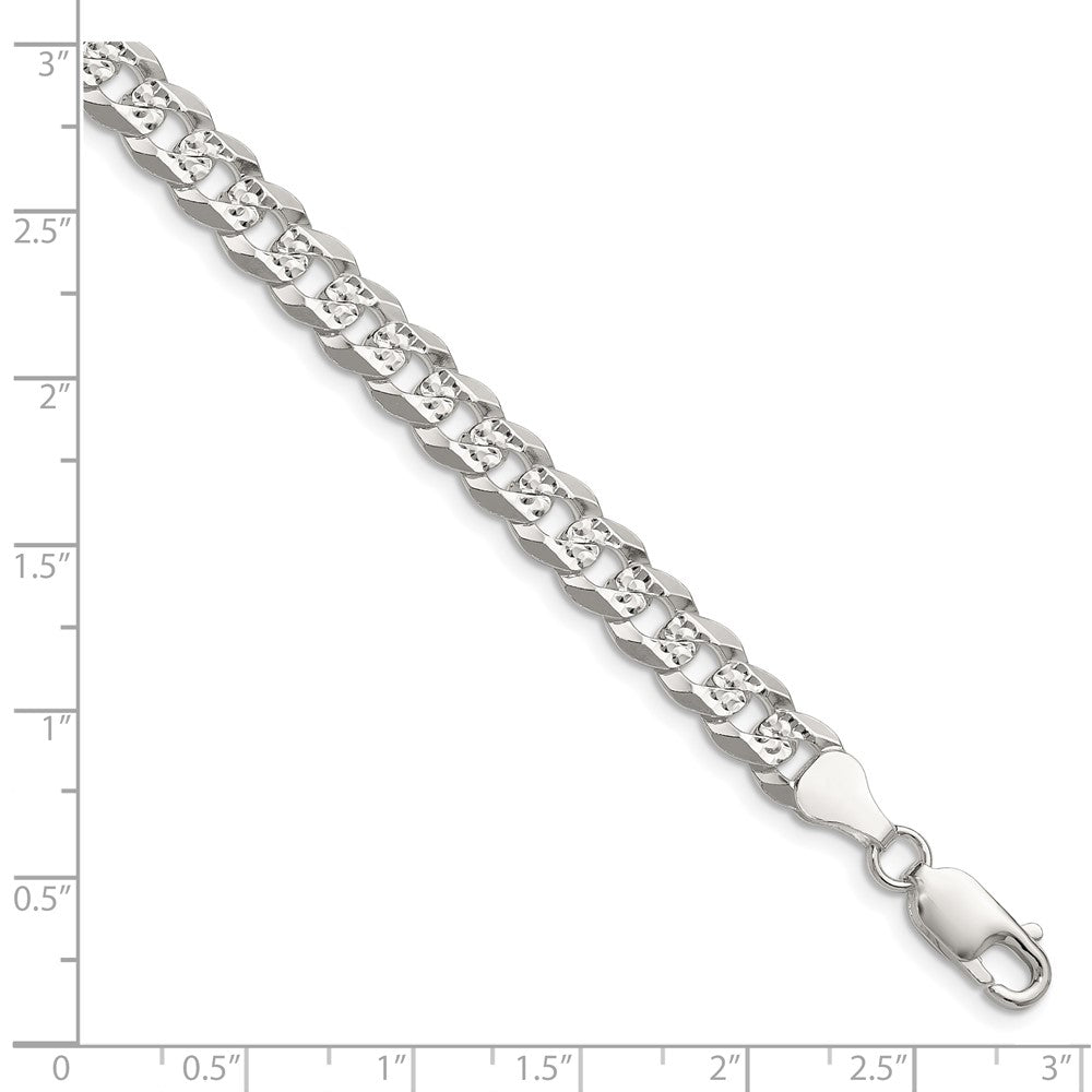 Sterling Silver 6.75mm Flat D/C Pave Curb Chain QPCB160-8