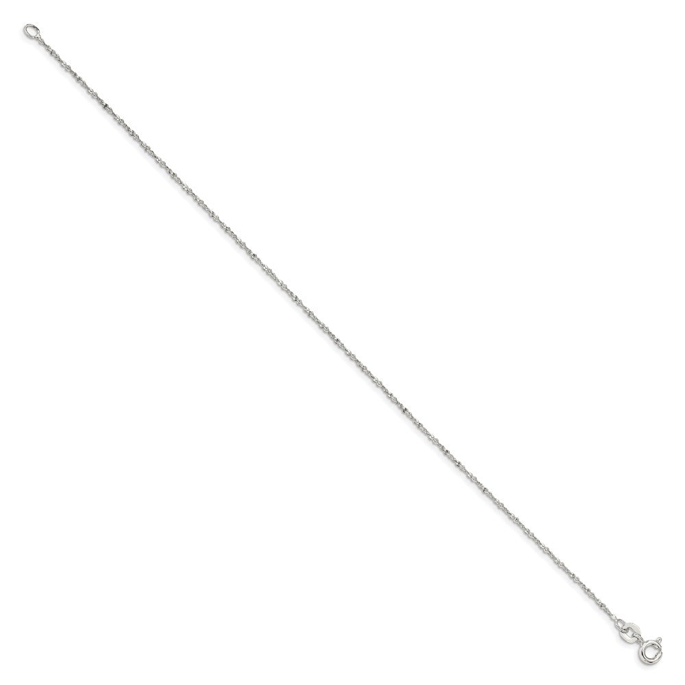 Sterling Silver 1mm Twisted Serpentine Chain Anklet QPE38-8
