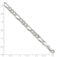 Sterling Silver 6.1mm Flat D/C Pave Figaro Chain QPF140-8