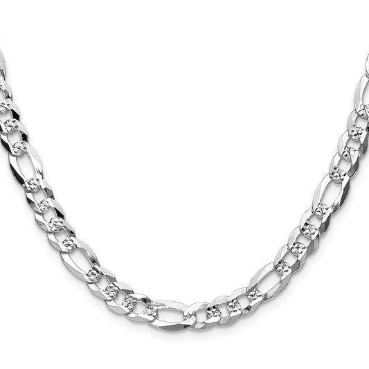 Sterling Silver 7.0mm Flat D/C Pave Figaro ChainQPF160