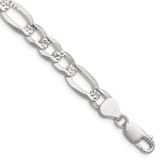 Sterling Silver 8.0mm Flat D/C Pave Figaro ChainQPF180