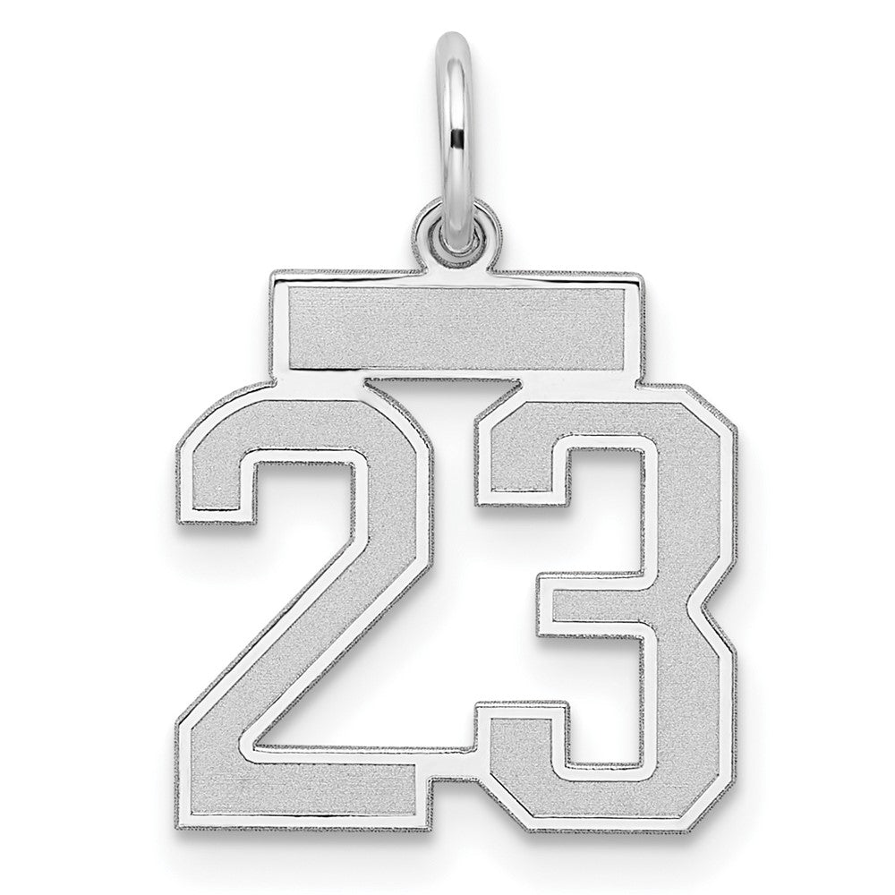 Sterling Silver/Rhodium-plated Satin Number 23 Charm QPS23