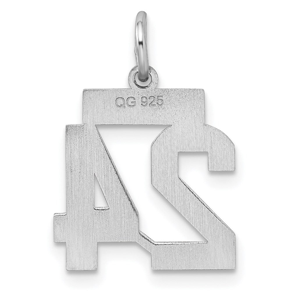 Sterling Silver/Rhodium-plated Satin Number 24 Charm QPS24