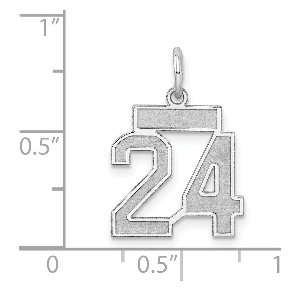 Sterling Silver/Rhodium-plated Satin Number 24 Charm QPS24