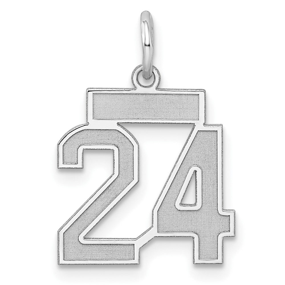 Sterling Silver/Rhodium-plated Satin Number 24 Charm QPS24