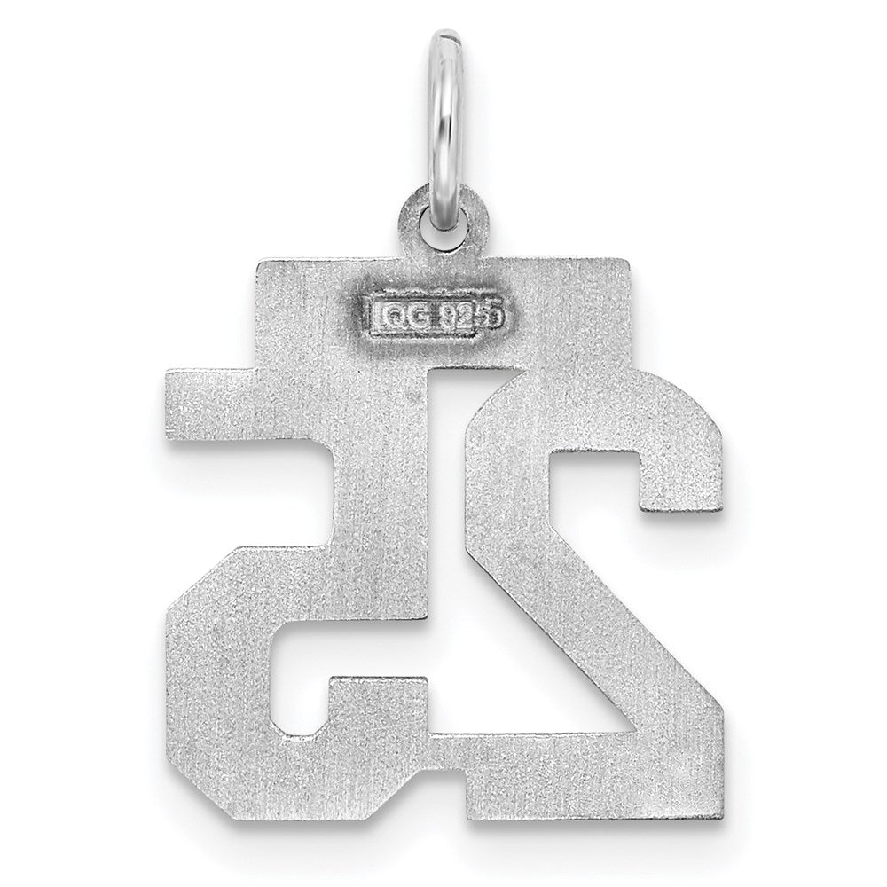 Sterling Silver/Rhodium-plated Satin Number 25 Charm QPS25