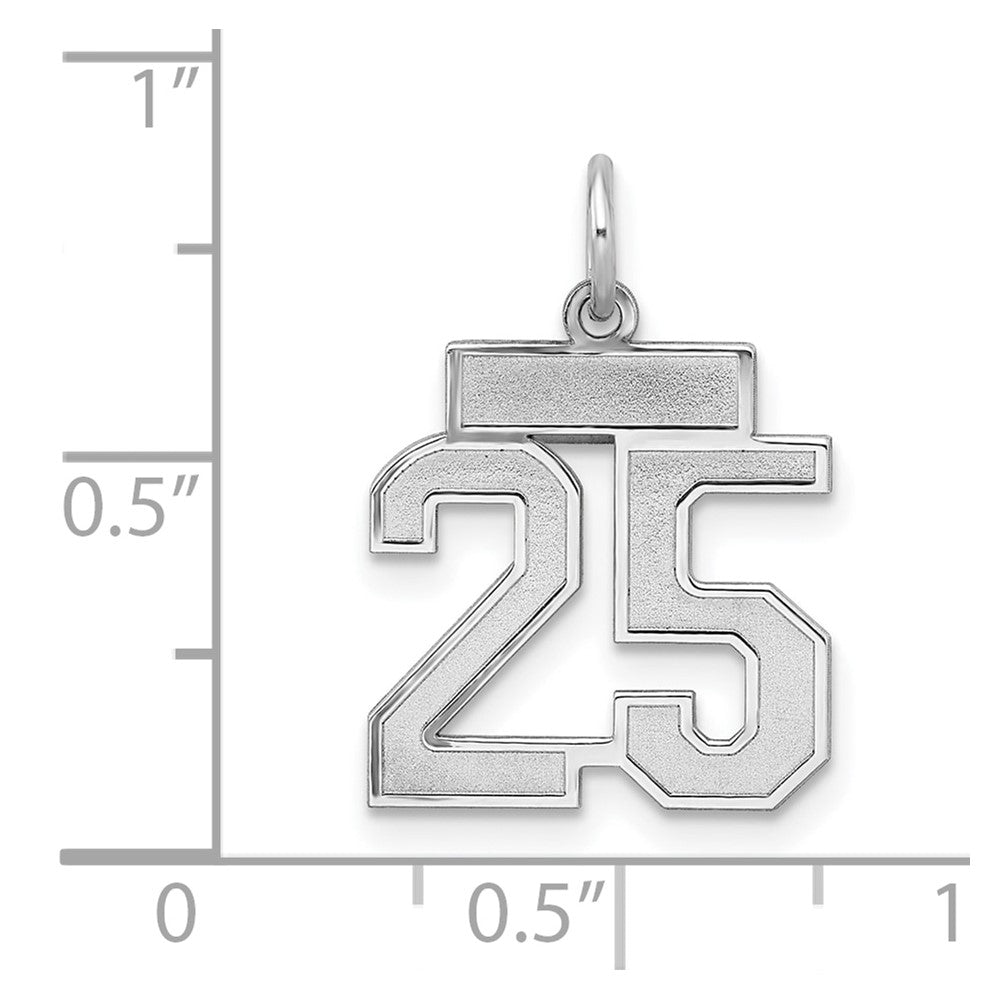 Sterling Silver/Rhodium-plated Satin Number 25 Charm QPS25