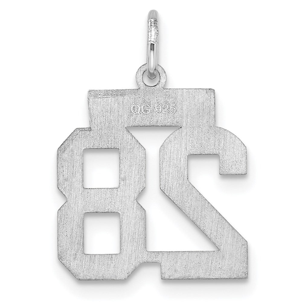 Sterling Silver/Rhodium-plated Satin Number 28 Charm QPS28