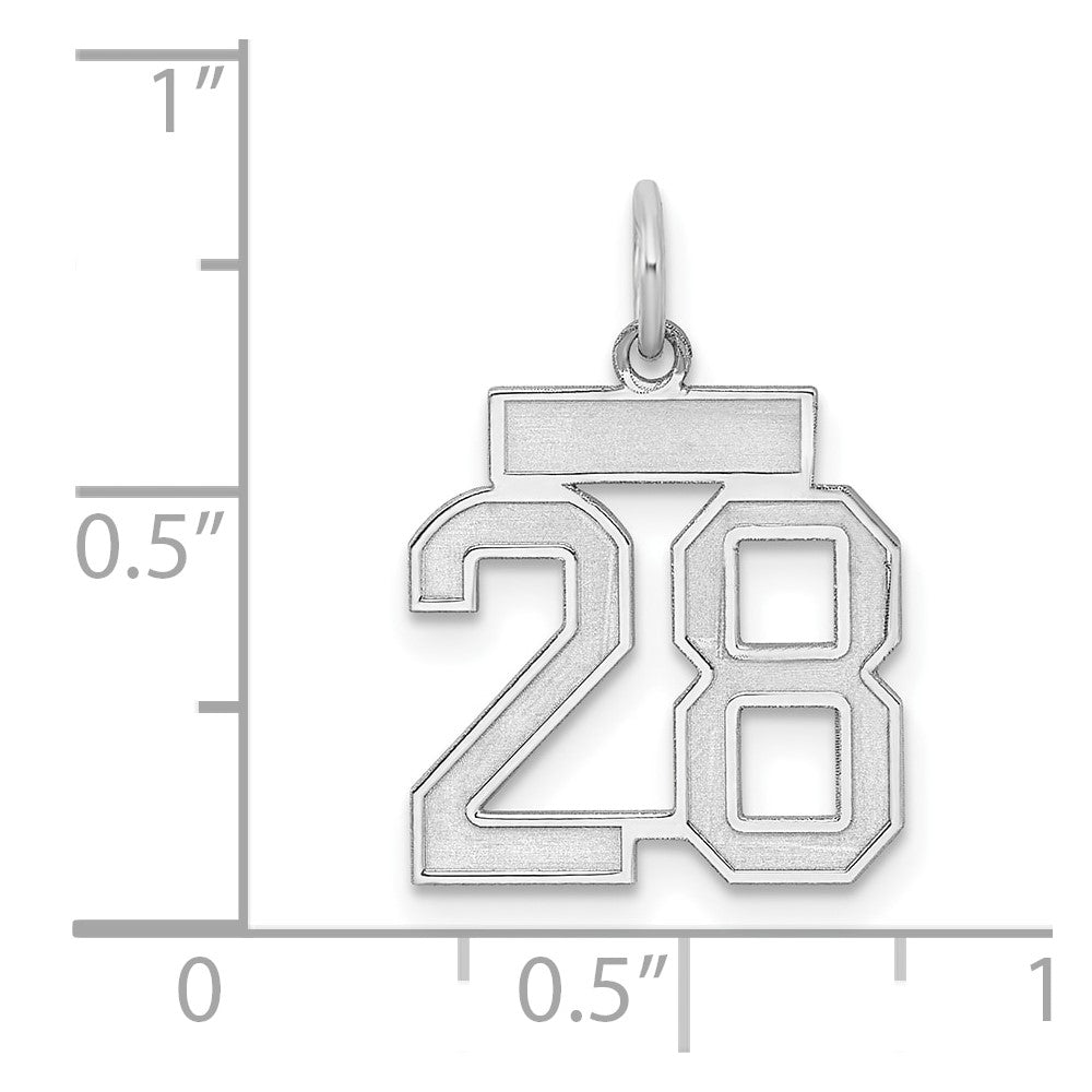 Sterling Silver/Rhodium-plated Satin Number 28 Charm QPS28