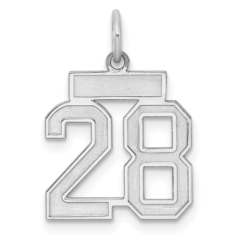 Sterling Silver/Rhodium-plated Satin Number 28 Charm QPS28