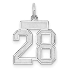 Sterling Silver/Rhodium-plated Satin Number 28 Charm QPS28