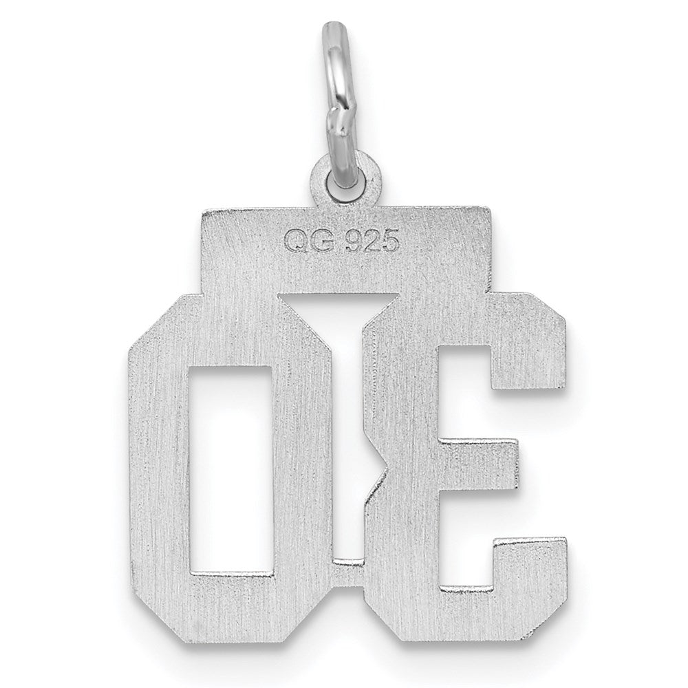 Sterling Silver/Rhodium-plated Satin Number 30 Charm QPS30