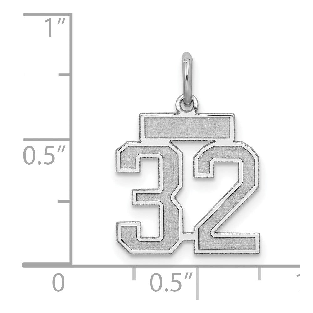 Sterling Silver/Rhodium-plated Satin Number 32 Charm QPS32