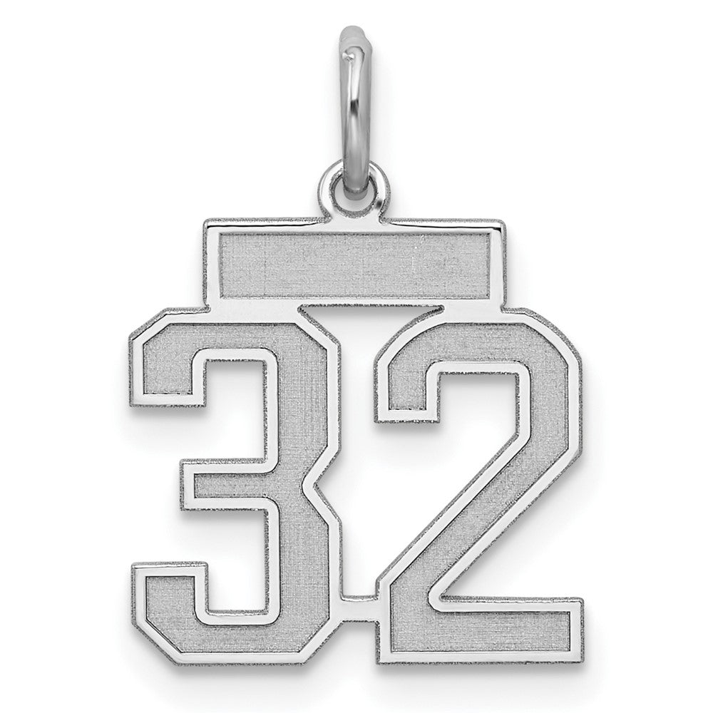 Sterling Silver/Rhodium-plated Satin Number 32 Charm QPS32