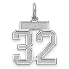 Sterling Silver/Rhodium-plated Satin Number 32 Charm QPS32
