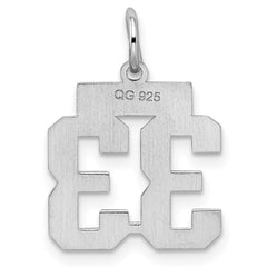 Sterling Silver/Rhodium-plated Satin Number 33 Charm QPS33