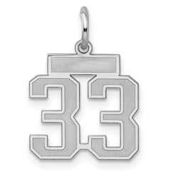 Sterling Silver/Rhodium-plated Satin Number 33 Charm QPS33