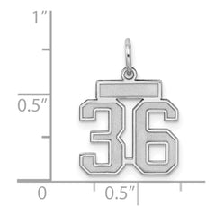 Sterling Silver/Rhodium-plated Satin Number 36 Charm QPS36