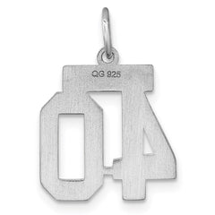Sterling Silver/Rhodium-plated Satin Number 40 Charm QPS40