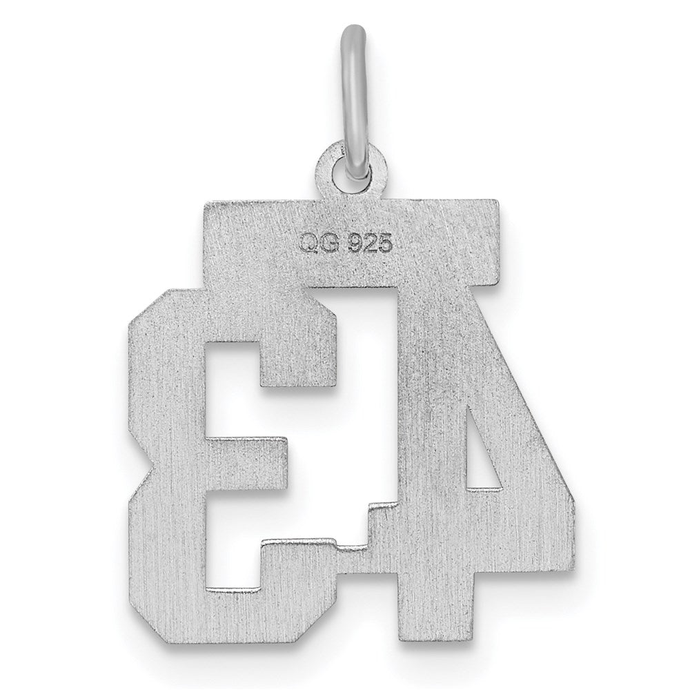 Sterling Silver/Rhodium-plated Satin Number 43 Charm QPS43