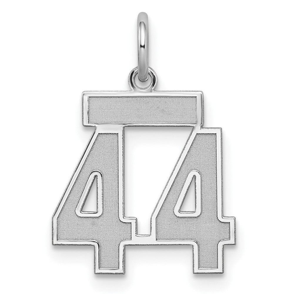 Sterling Silver/Rhodium-plated Satin Number 44 Charm QPS44