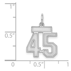 Sterling Silver/Rhodium-plated Satin Number 45 Charm QPS45