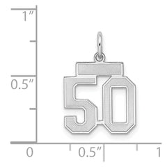 Sterling Silver/Rhodium-plated Satin Number 50 Charm QPS50