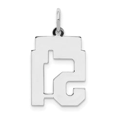 Sterling Silver/Rhodium-plated Satin Number 51 Charm QPS51