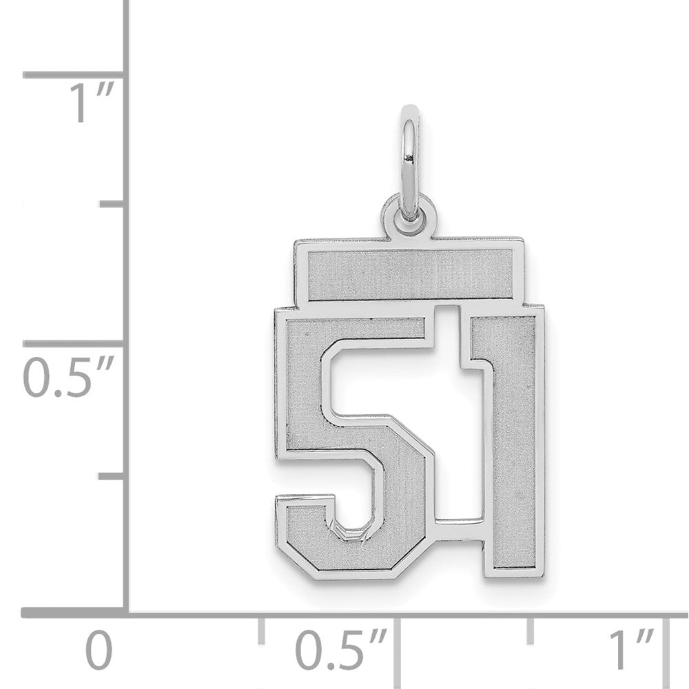 Sterling Silver/Rhodium-plated Satin Number 51 Charm QPS51