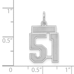 Sterling Silver/Rhodium-plated Satin Number 51 Charm QPS51