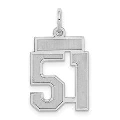 Sterling Silver/Rhodium-plated Satin Number 51 Charm QPS51