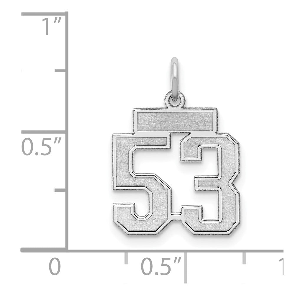 Sterling Silver/Rhodium-plated Satin Number 53 Charm QPS53