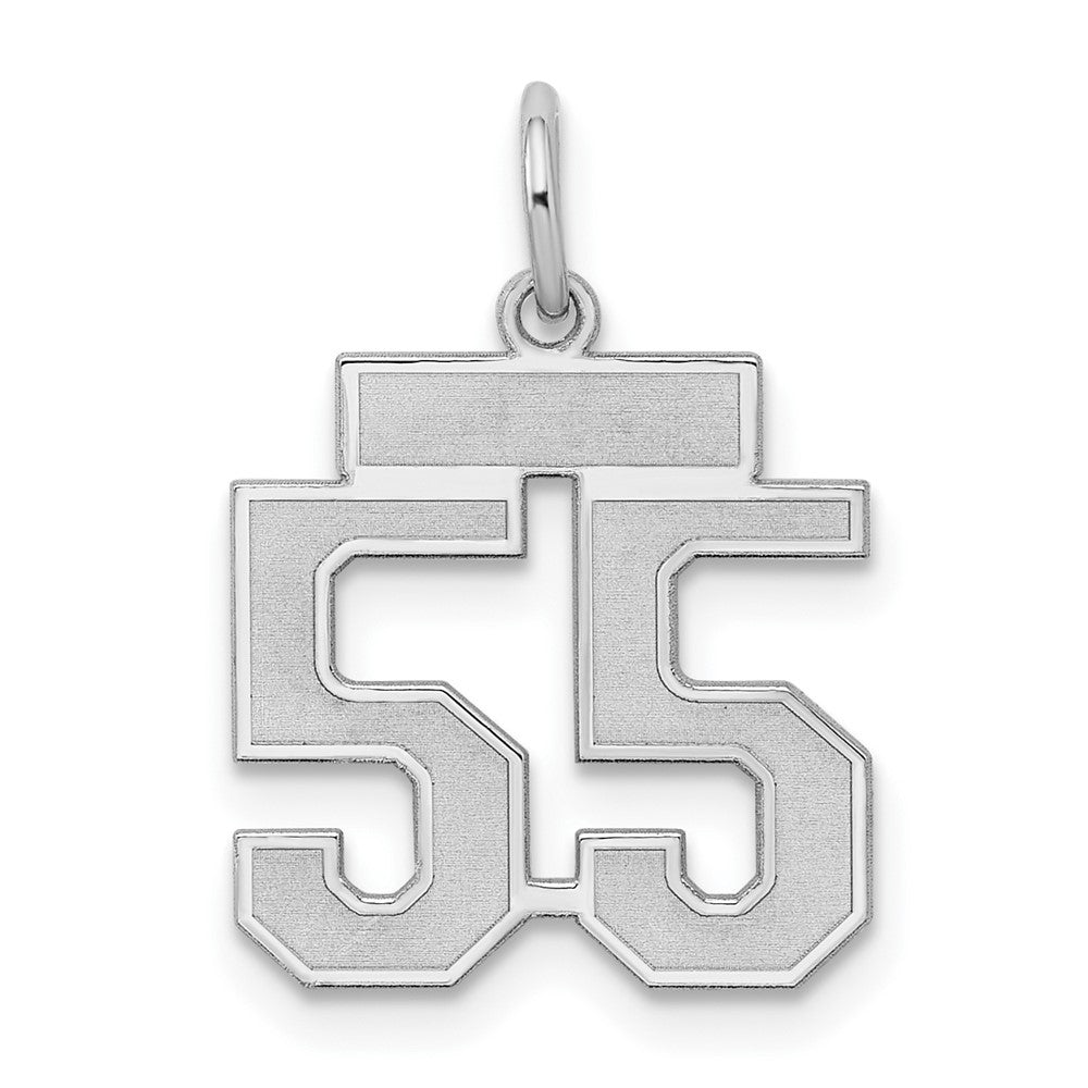 Sterling Silver/Rhodium-plated Satin Number 55 Charm QPS55