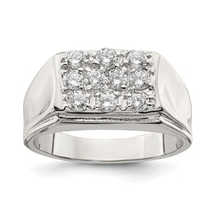 Sterling Silver Rhodium-plated Men's CZ Ring