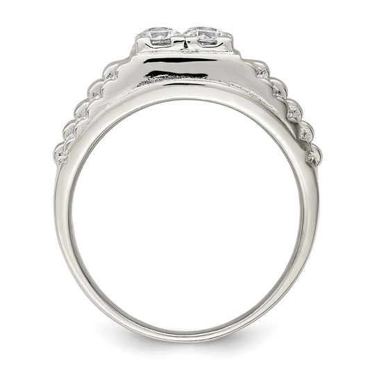 Sterling Silver Rhodium-plated CZ Fashion Ring