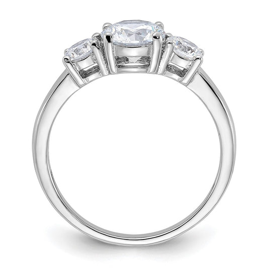 Sterling Silver Rhodium-plated 3 Stone CZ Ring